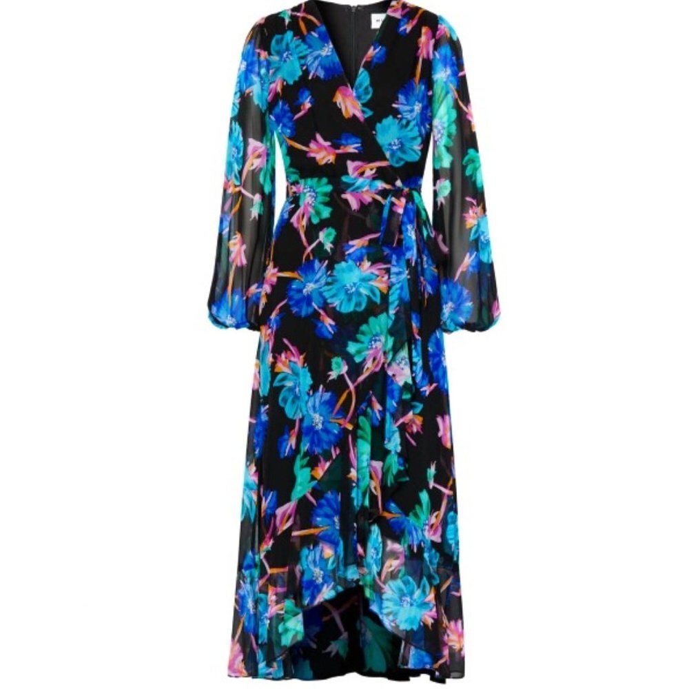 Milly Halley Floating Cosmos Blue Floral Maxi Dress